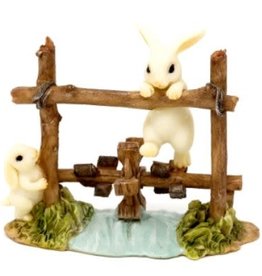 Top Land Trading BUNNIES STEPPING ON WATER WHEEL