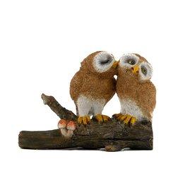 Top Land Trading OWL LOVERS ON TREE LOG