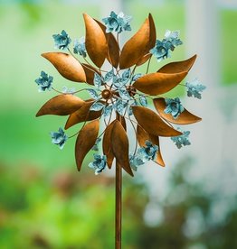 Evergreen COPPER BLUE PATINA BLOSSOM WIND SPINNER