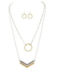 Rain Jewelry TWO TONE O ARROW NECKLACE SET