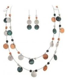 Rain Jewelry PATINA MULTI CHARMY DISC WIRE NECKLACE SET