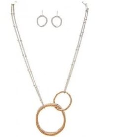 Rain Jewelry TWO TONE CONNECTED RINGS NECKLACE SET