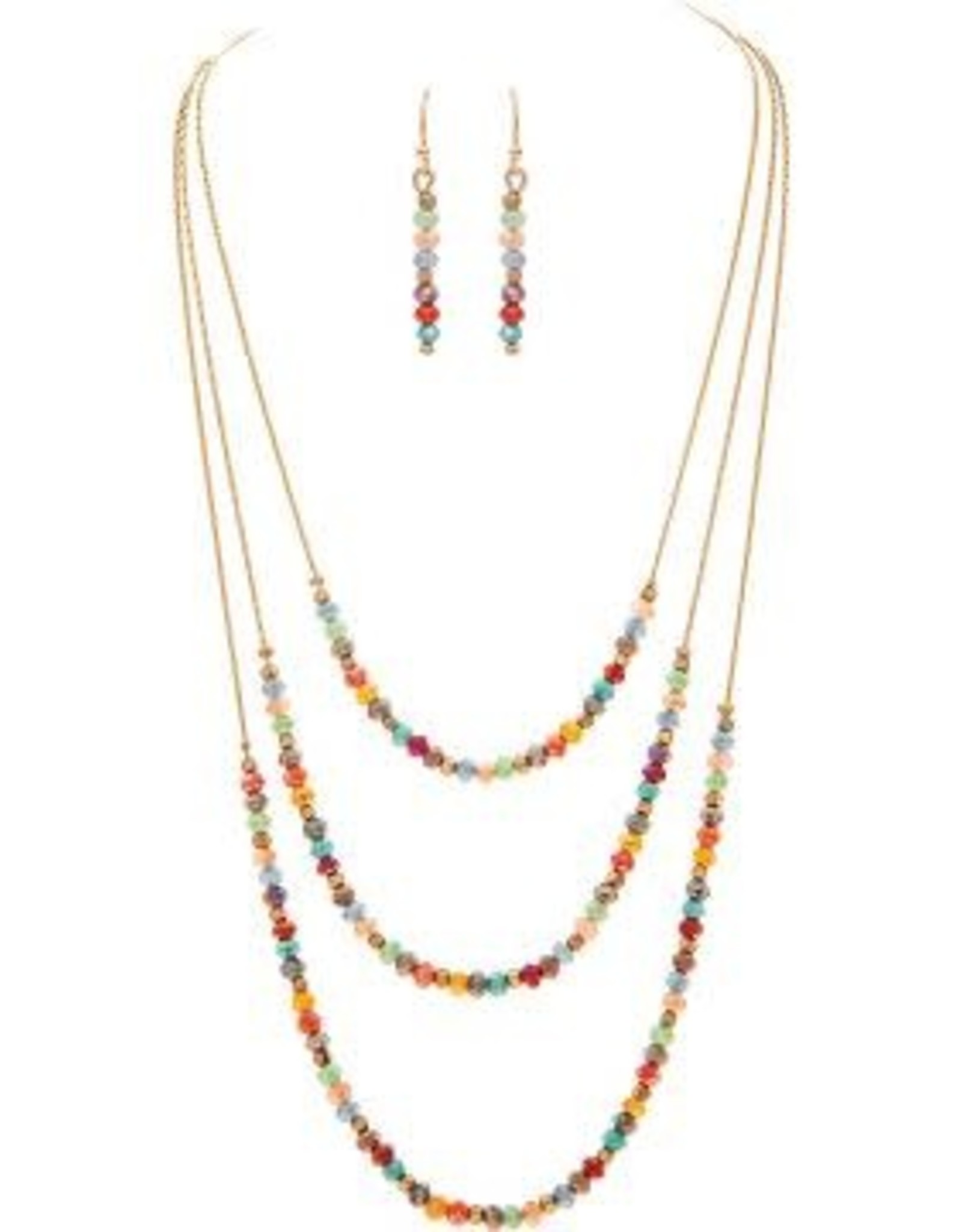 Rain Jewelry GOLD THREE LAYER MULTICOLOR NECKLACE SET