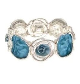Rain Jewelry SILVER BLUE FLOWER DISCS BRACELET
