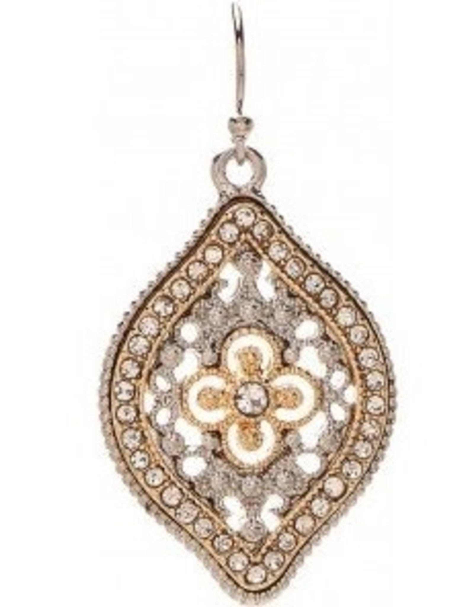Rain Jewelry TWO TONE CRYSTAL FILIGREE ELLIPSE EARRING