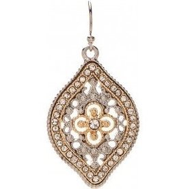 Rain Jewelry TWO TONE CRYSTAL FILIGREE ELLIPSE EARRING