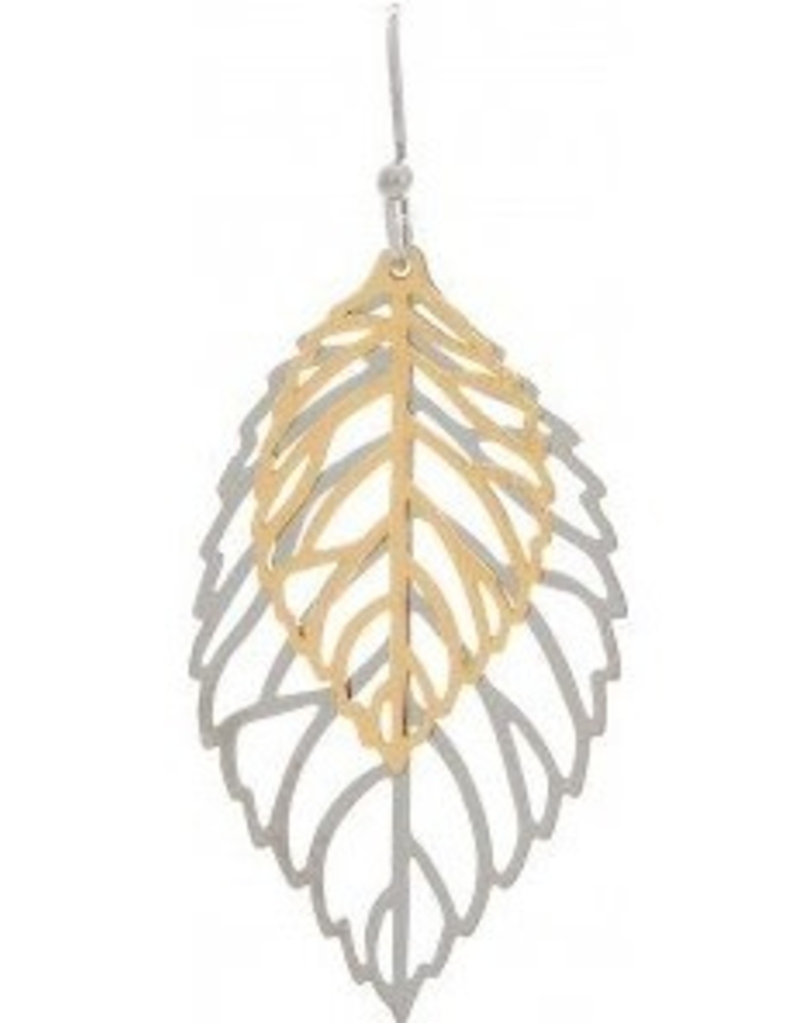 Rain Jewelry TWO TONE SPARKLE LEAVES LAYER EARRING