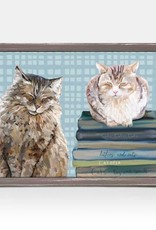 Oopsy Daisy / Green Box CAT PAIR ON BOOKS MINI CANVAS