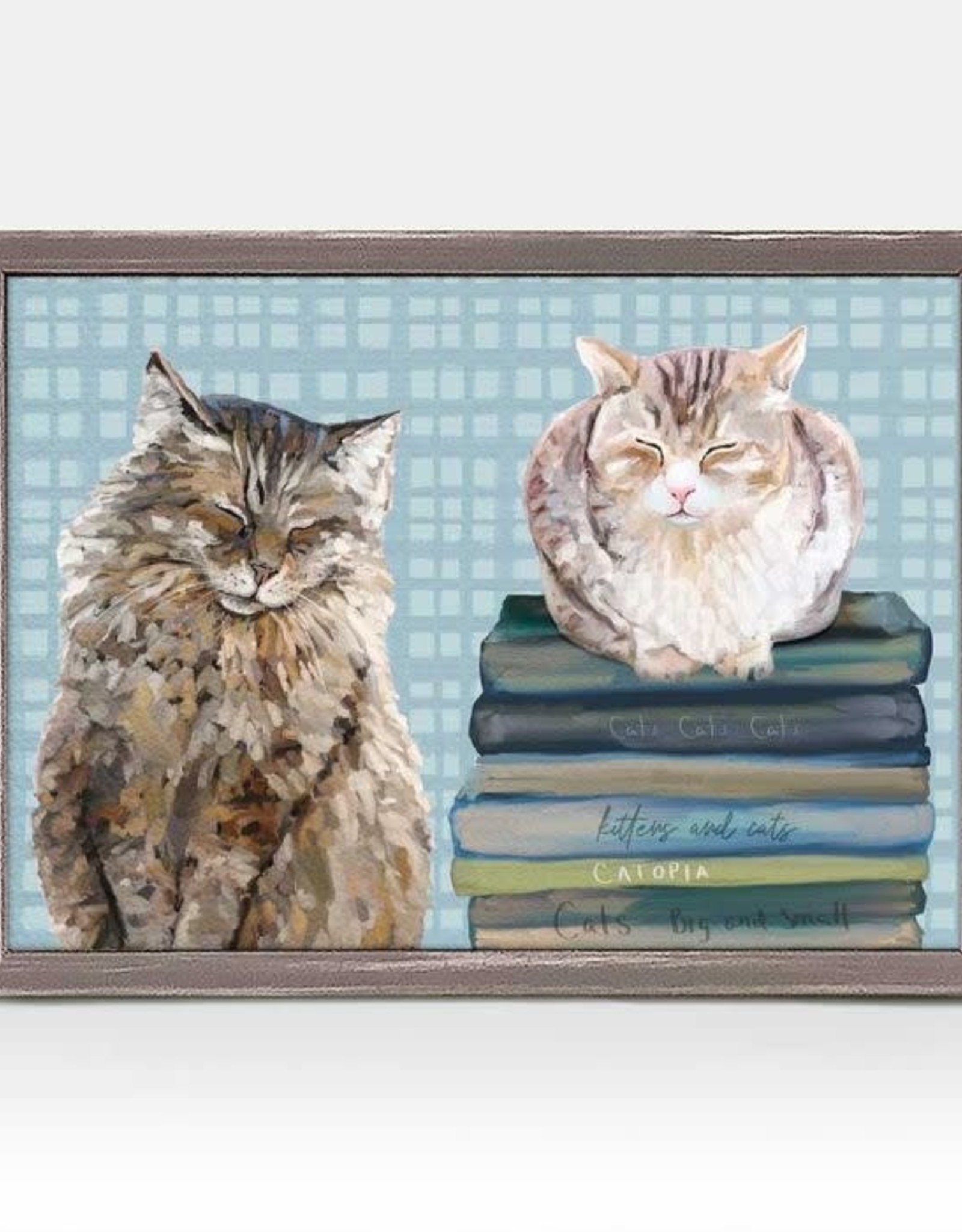 Oopsy Daisy / Green Box CAT PAIR ON BOOKS MINI CANVAS