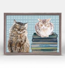 Oopsy Daisy / Green Box CAT PAIR ON BOOKS MINI CANVAS