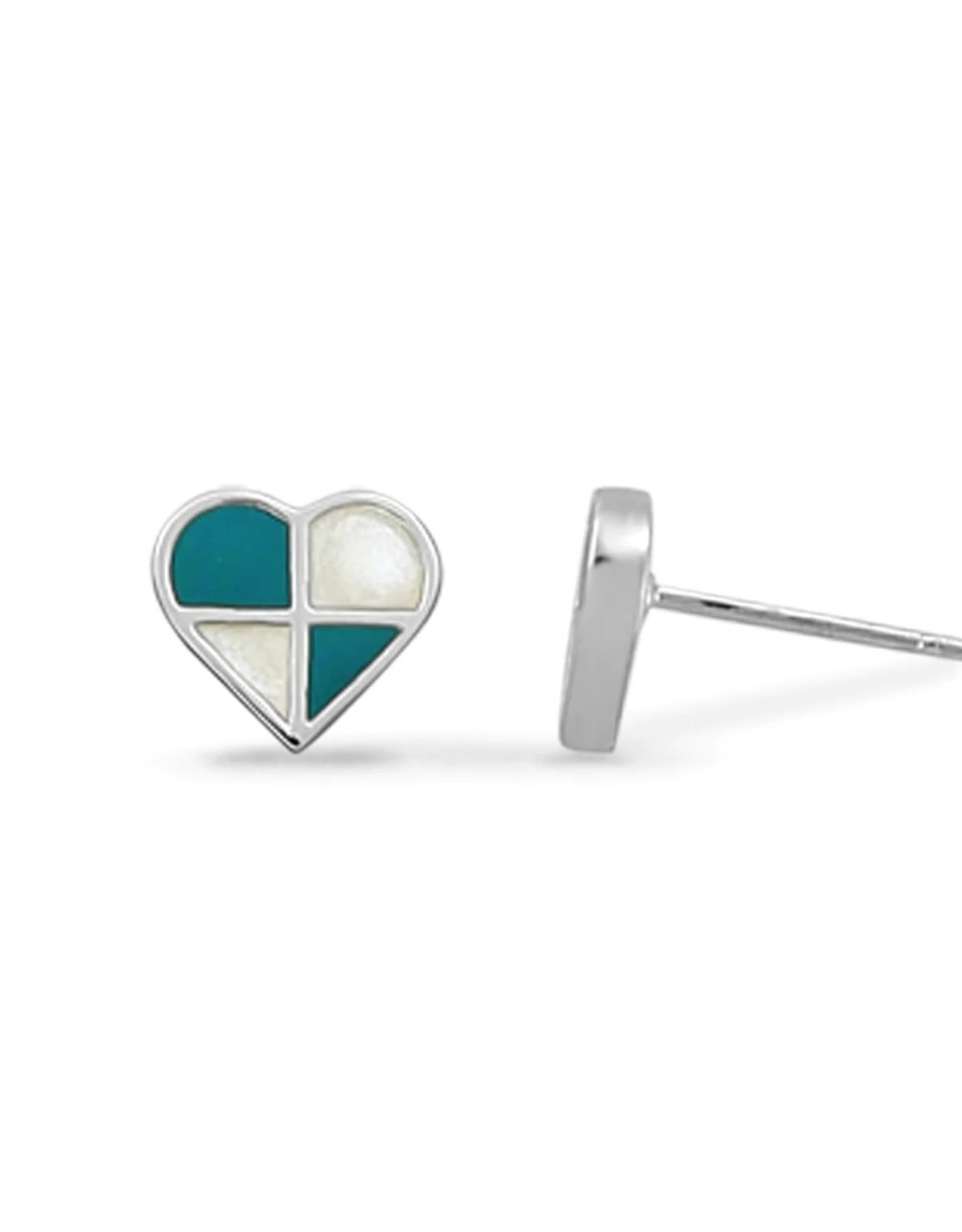 Boma BLUE WHITE HEART STUD EARRING - sterling silver