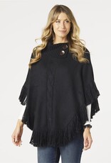 TGB / Good Bead JULIETTE SPLIT MOCK BLACK PONCHO - beautiful details