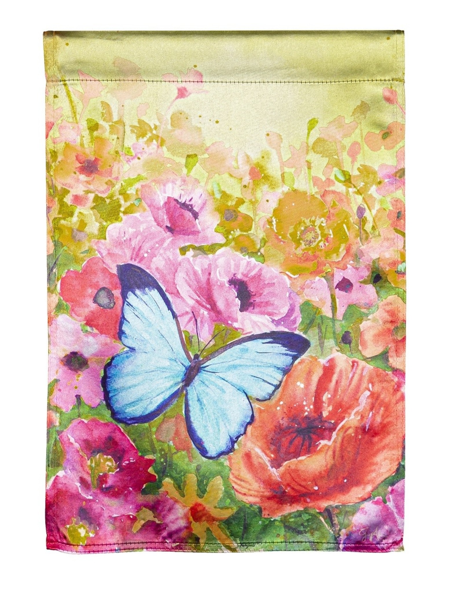 Evergreen BUTTERFLY SUNSET GARDEN FLAG - lustre