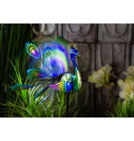 Evergreen PEACOCK SOLAR WIND SPINNER - garden stake