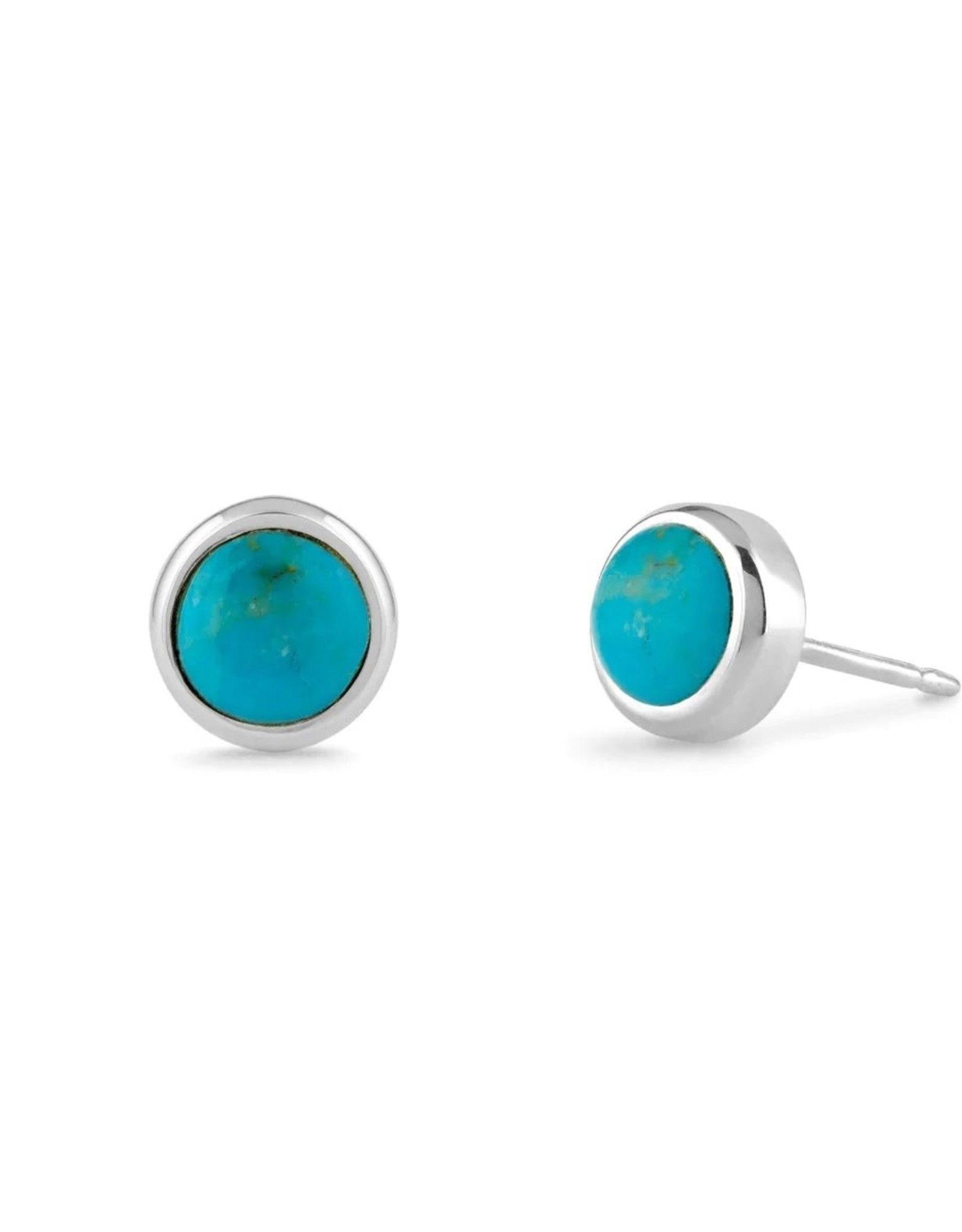 Boma TREASURED BEZEL STUD EARRING - turquoise