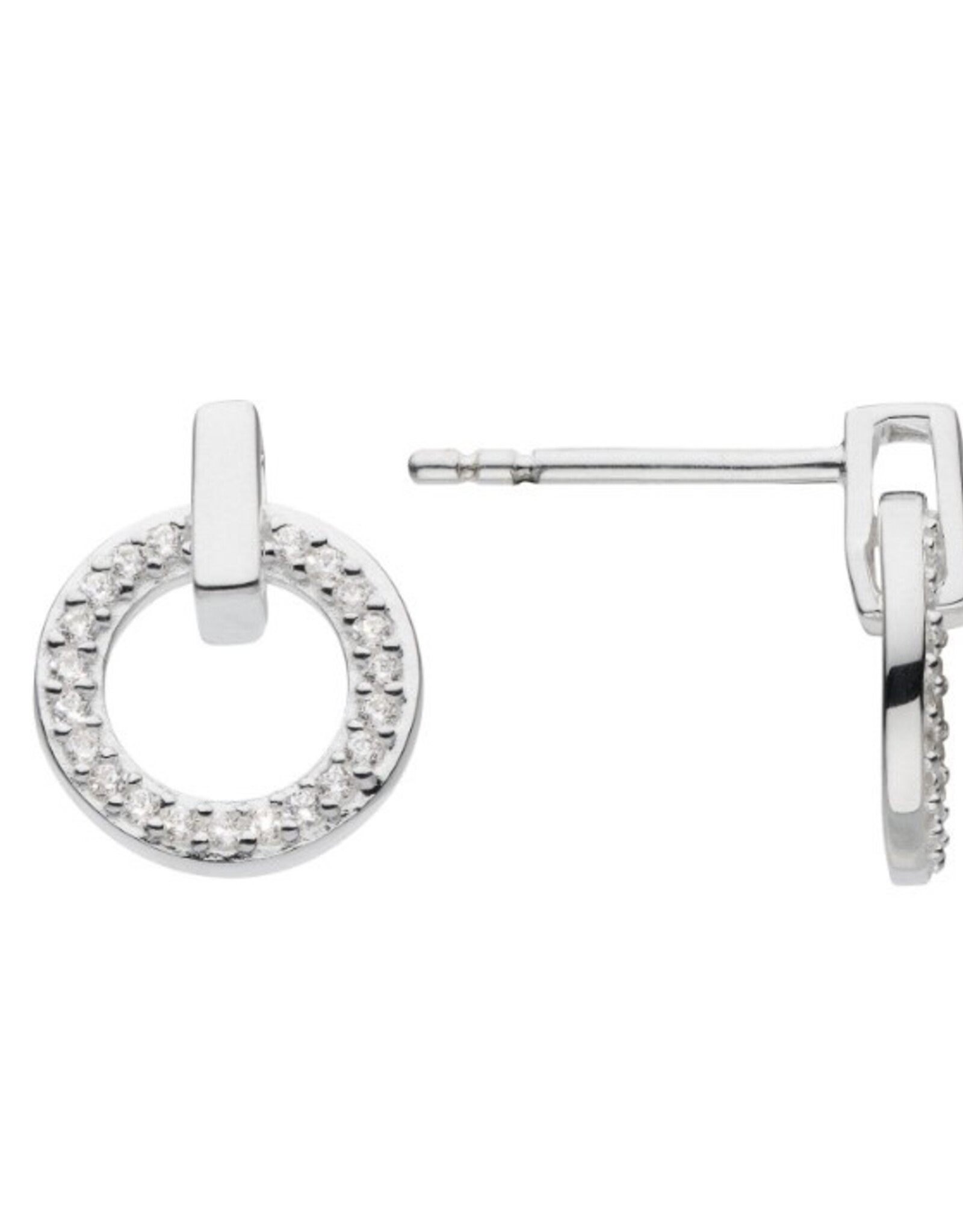 Kit Heath PAVE CUBIC ZIRCONIA OPEN CIRCLE STUD EARRING - sterling silver