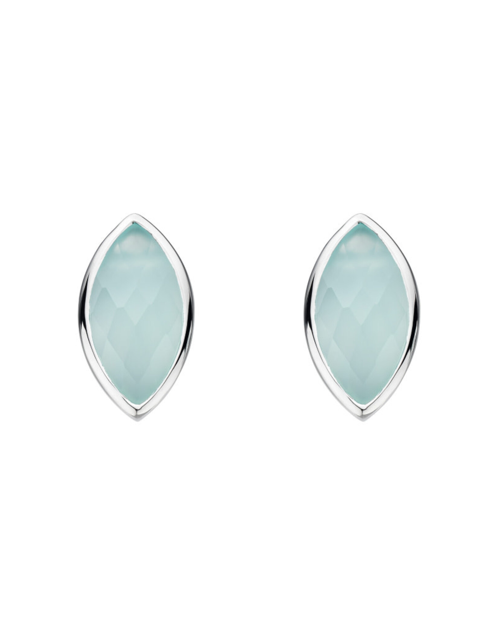 Kit Heath BLUE CHALCEDONY MARQUISE STUD EARRING - sterling silver