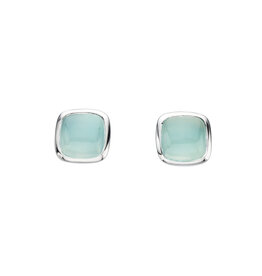 Kit Heath BLUE CHALCEDONY CUSHION STUD EARRING - sterling silver