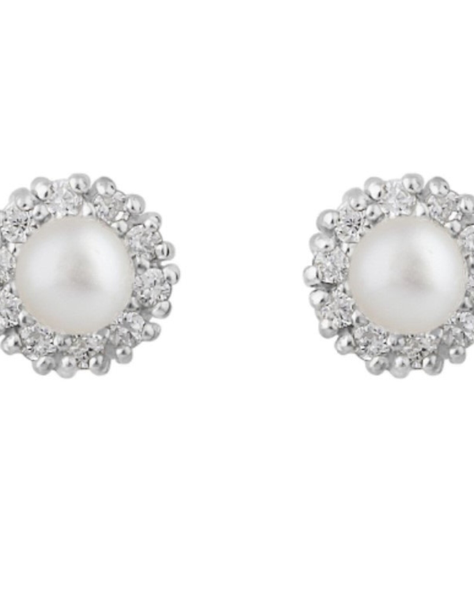 Kit Heath FRESHWATER PEARL HALO STUD EARRING - sterling silver