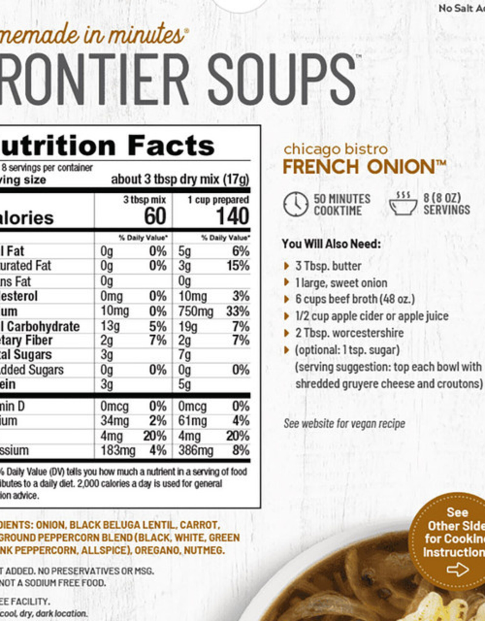 Frontier Soups CHICAGO BISTRO FRENCH ONION SOUP MIX