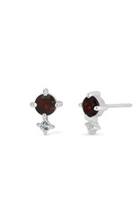 Boma GARNET & WHITE TOPAZ DROP STUD EARRING - sterling silver