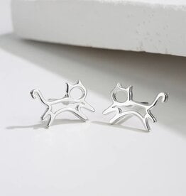 Boma CAT OUTLINE STUD EARRING - sterling silver