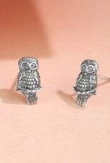 Boma OXIDIZED OWL STUD EARRING - sterling silver