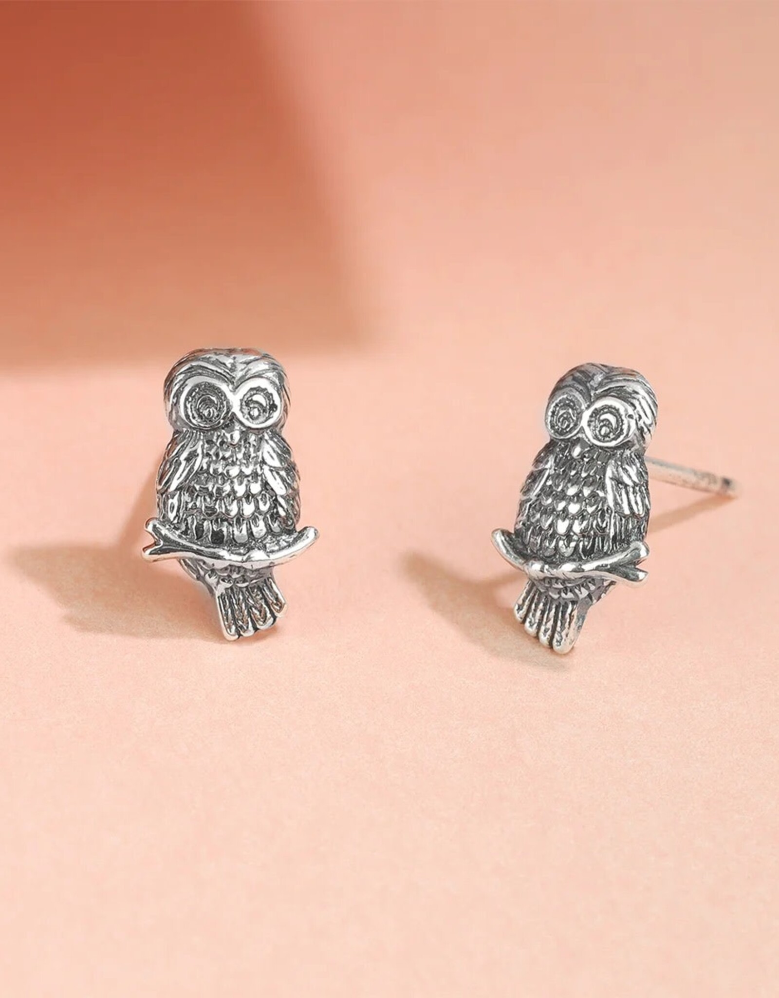 Boma OXIDIZED OWL STUD EARRING - sterling silver