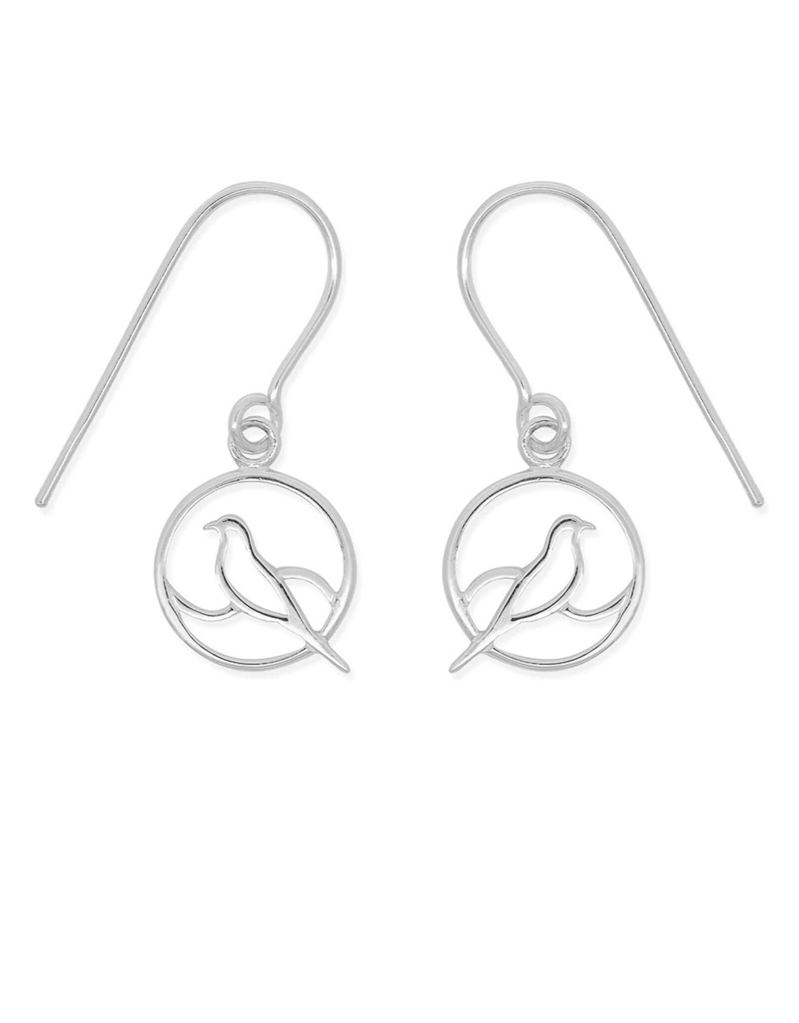 Boma BIRD CUTOUT CIRCLE DANGLE EARRING - sterling silver