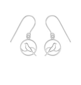 Boma BIRD CUTOUT CIRCLE DANGLE EARRING - sterling silver