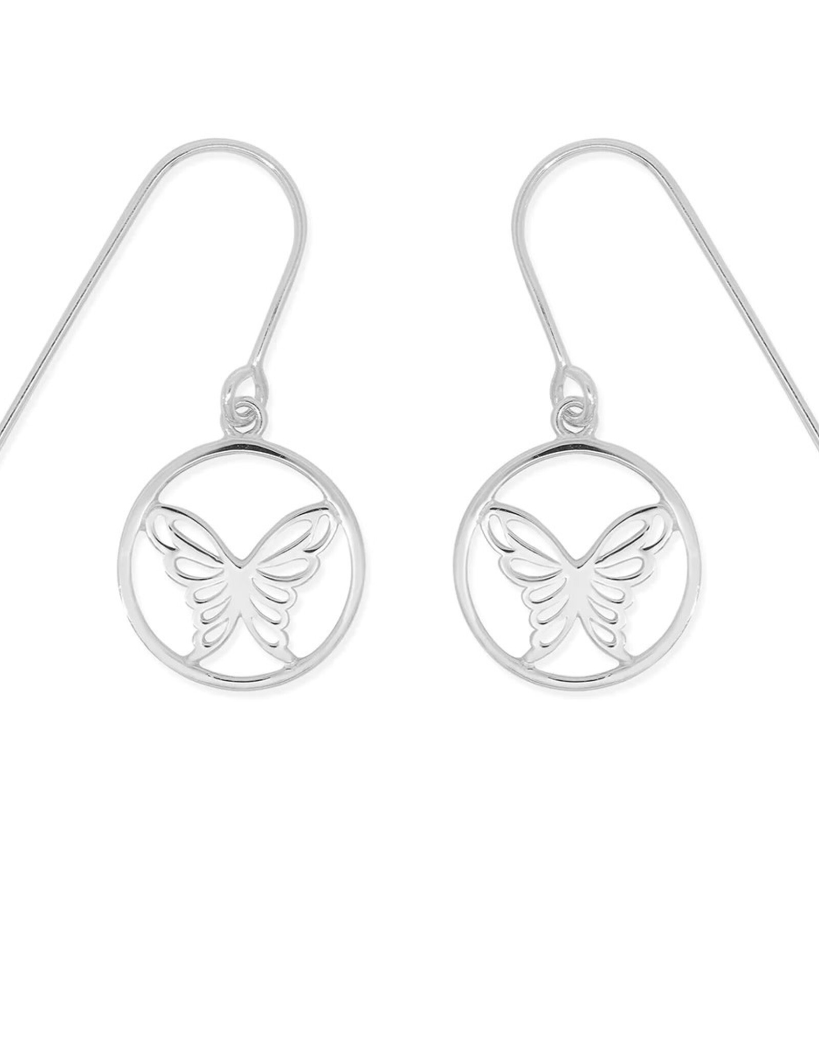 Boma BUTTERFLY CUTOUT CIRCLE DANGLE EARRING - sterling silver
