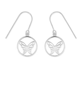 Boma BUTTERFLY CUTOUT CIRCLE DANGLE EARRING - sterling silver