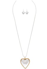 Rain Jewelry TWO TONE PUFFY HEART NECKLACE SET