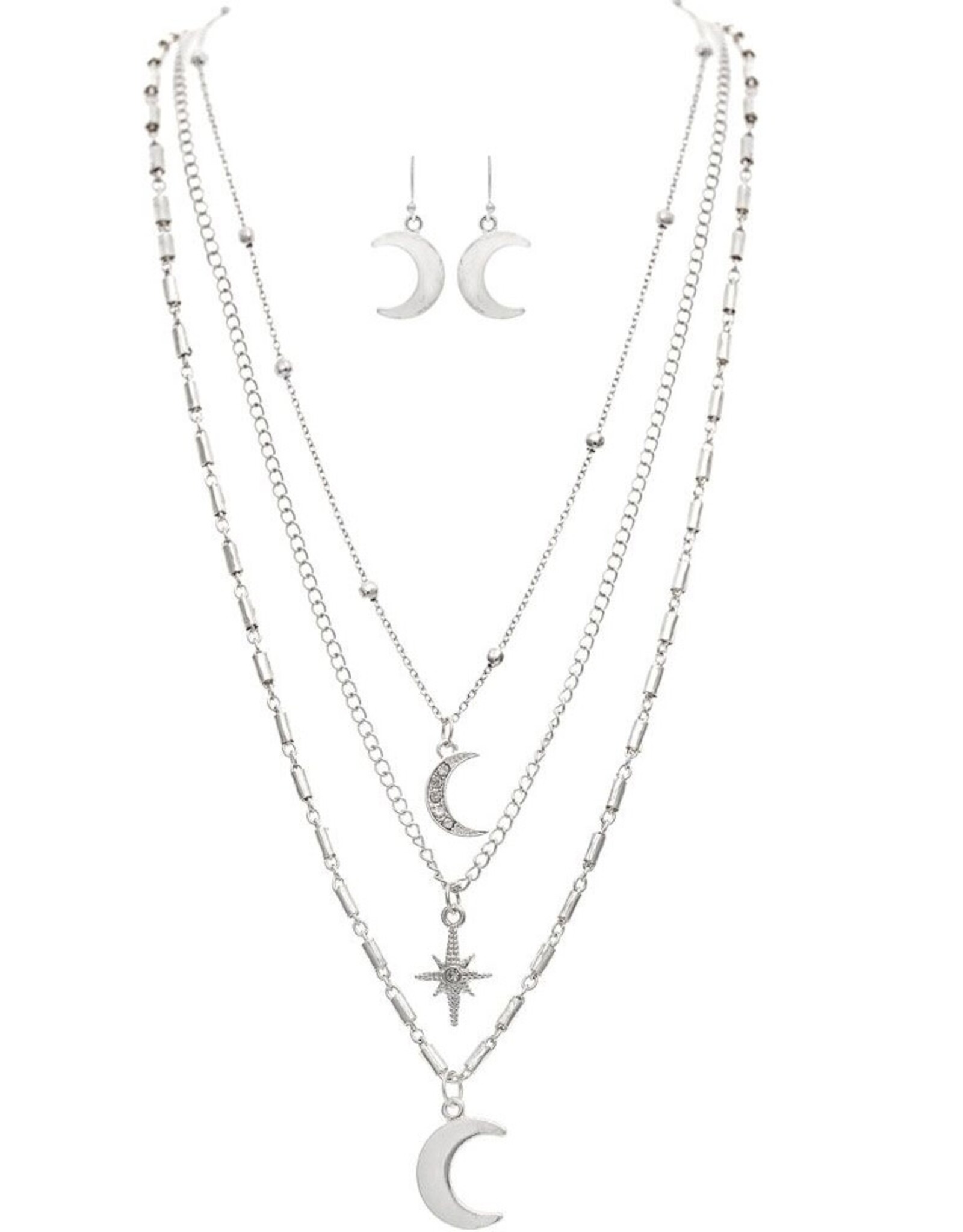 Rain Jewelry SILVER MOONS STAR LAYER NECKLACE SET