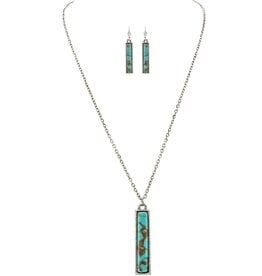 Rain Jewelry SILVER TURQUOISE BAR CHAIN NECKLACE SET