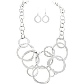 Rain Jewelry SILVER OVERLAYED CIRCLES NECKLACE SET