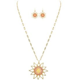 Rain Jewelry GOLD ORGAN DRUZY SUN NECKLACE SET