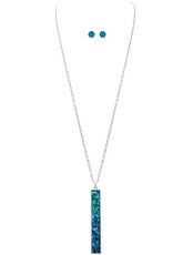 Rain Jewelry SILVER BLUEWATER LONG BAR NECKLACE SET