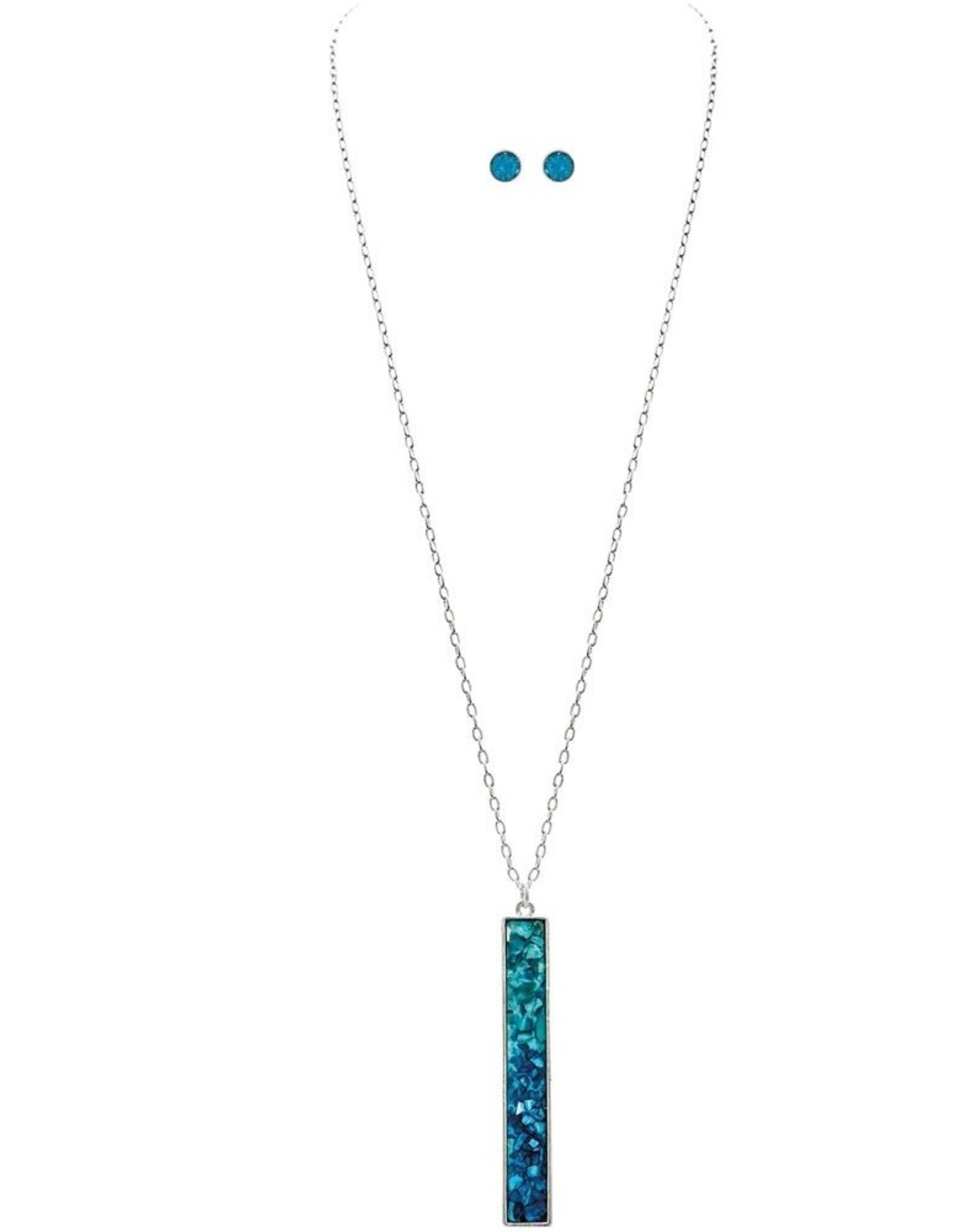 Rain Jewelry SILVER BLUEWATER LONG BAR NECKLACE SET