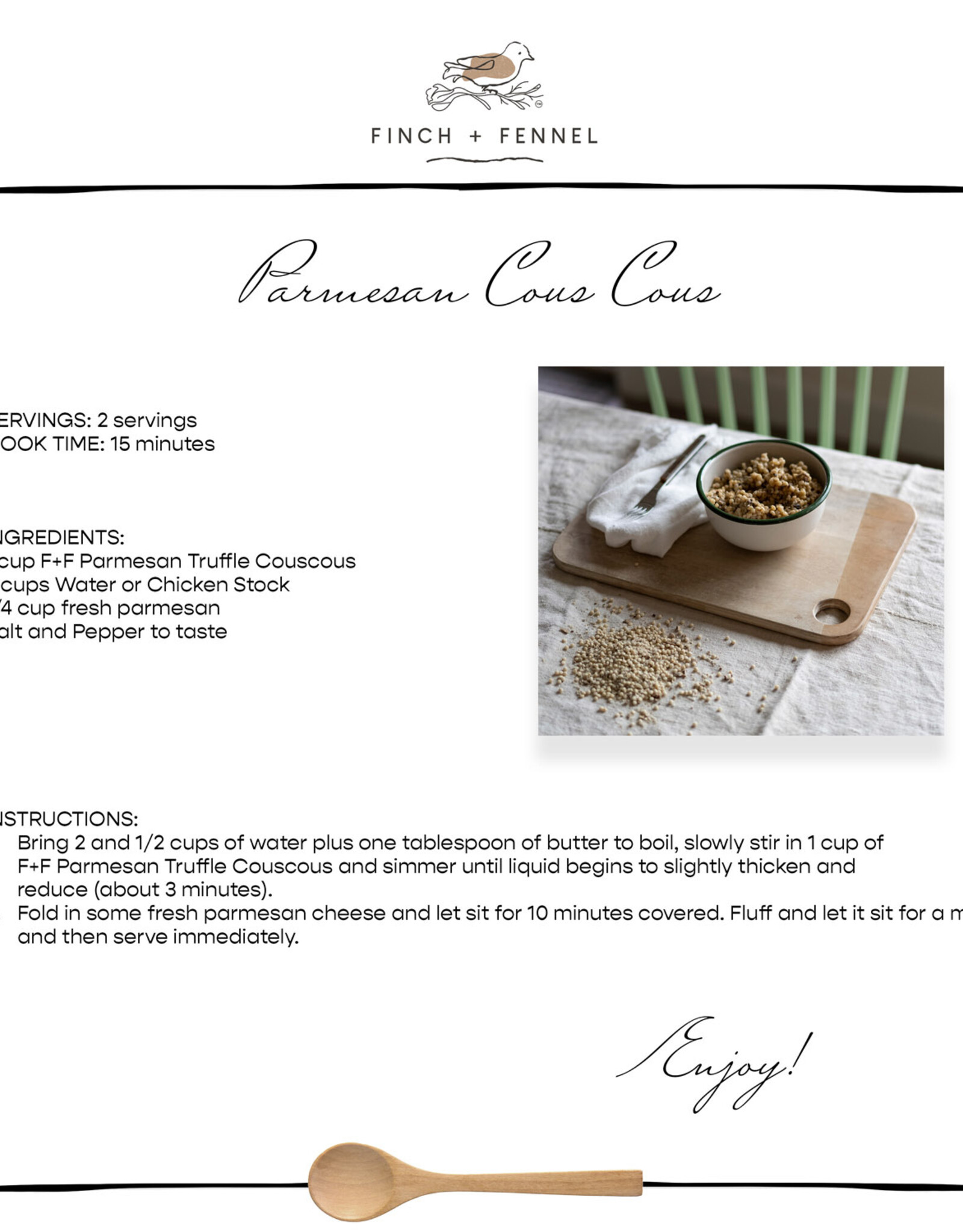 Finch & Fennel PARMESAN TRUFFLE COUSCOUS - Finch + Fennel