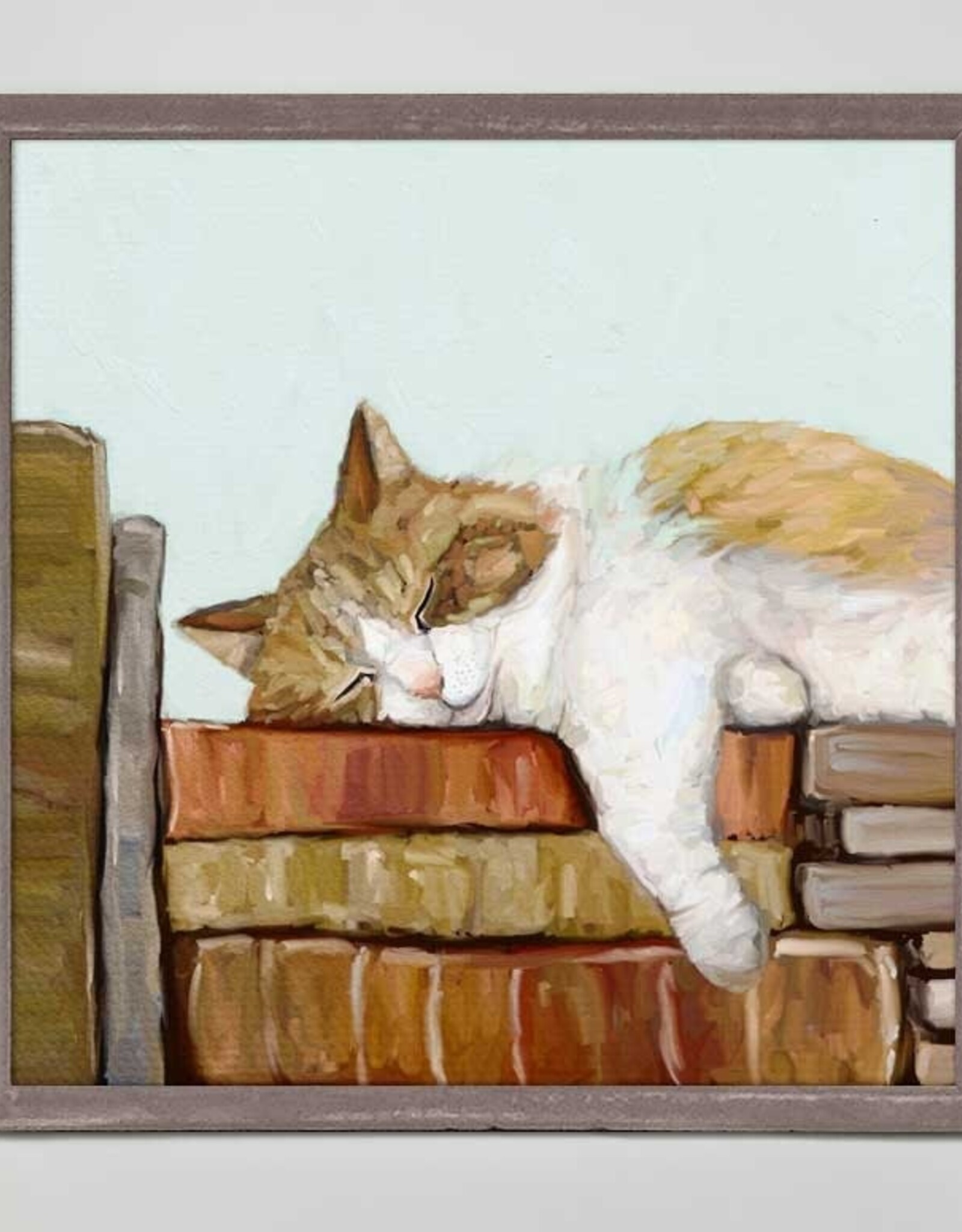 Oopsy Daisy / Green Box CAT ON BOOKS 3 MINI FRAMED CANVAS - Cathy Walters artwork