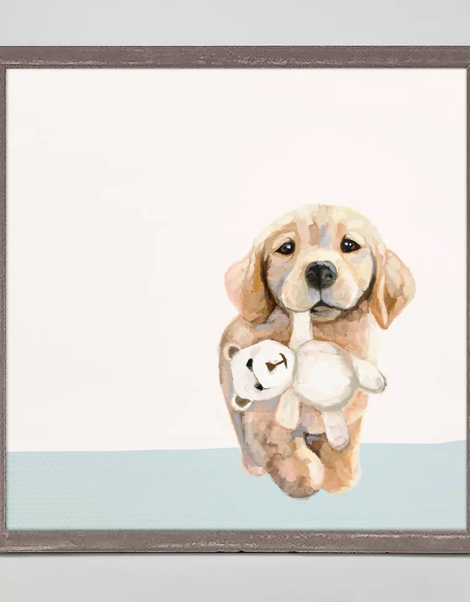 Oopsy Daisy / Green Box PUP WITH TEDDY MINI FRAMED CANVAS - Cathy Walters artwork