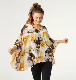 TGB / Good Bead MADDOX FLORAL PONCHO PALE YELLOW