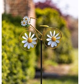 Evergreen YELLOW BICYCLE WIND SPINNER - garden stake