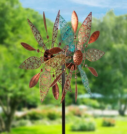 Evergreen COPPER FAN WIND SPINNER - garden stake