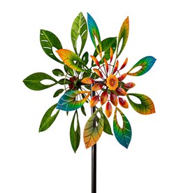 Evergreen MULTI COLORED LEAF WIND SPINNER - garden stake