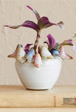 Creative Coop BIRDS ON RIM PLANTER 5" - stoneware