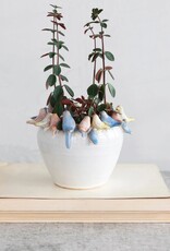 Creative Coop BIRDS ON RIM PLANTER 7" - stoneware