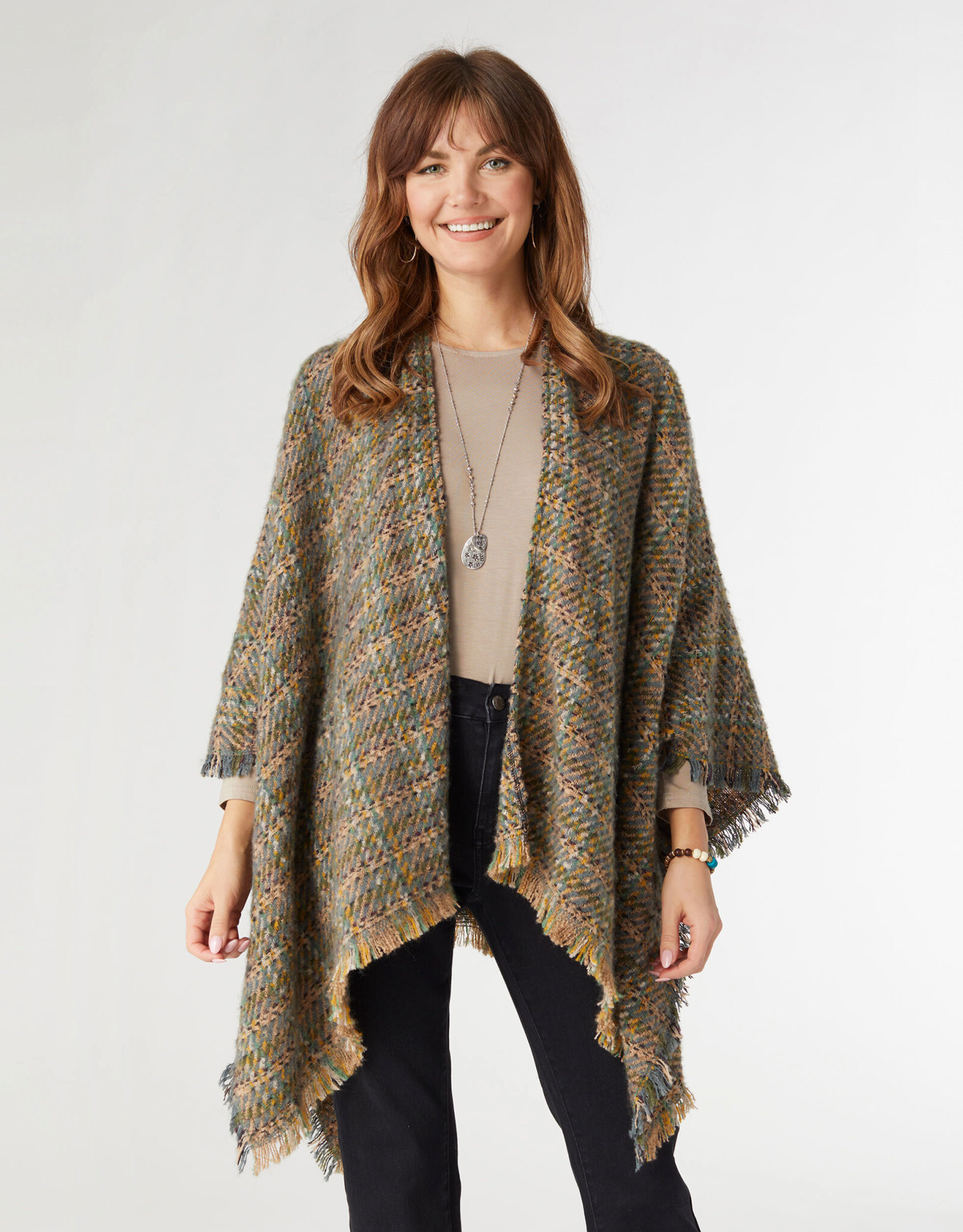 TGB / Good Bead PRESLEY BRUSHED PLAID CARDIGAN - one size