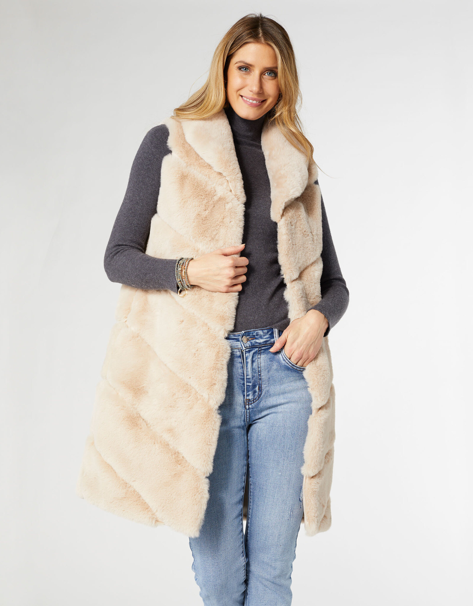 TGB / Good Bead CLEMENTINE FAUX FUR VEST - long length
